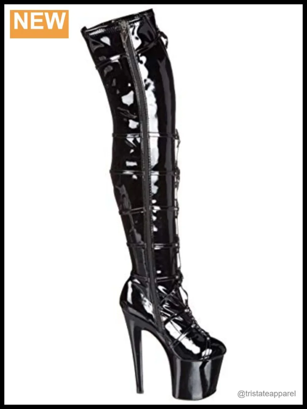 Over-the-Knee Platform Boots with Stiletto Heel Round Toe Zip